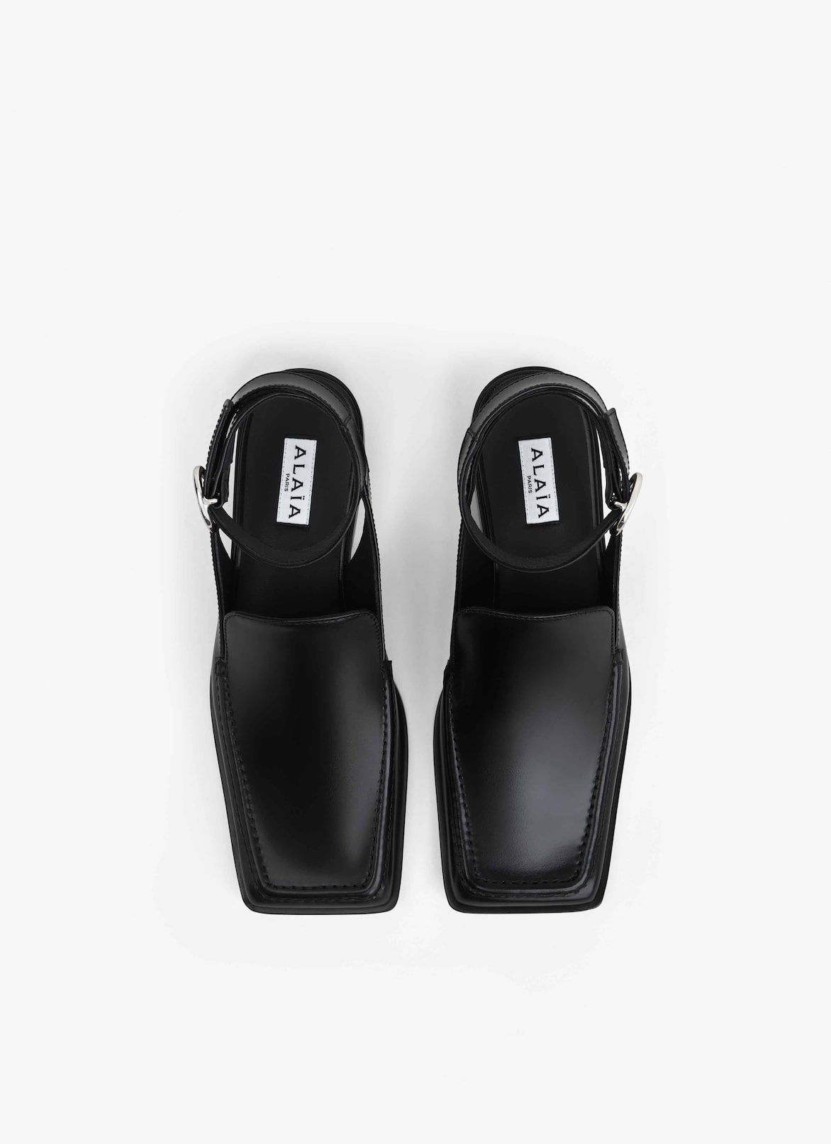 SQUARE LOAFER SANDALS IN CALFSKIN ALAÏA BLACK SQUARE LOAFER SANDALS IN CALFSKIN